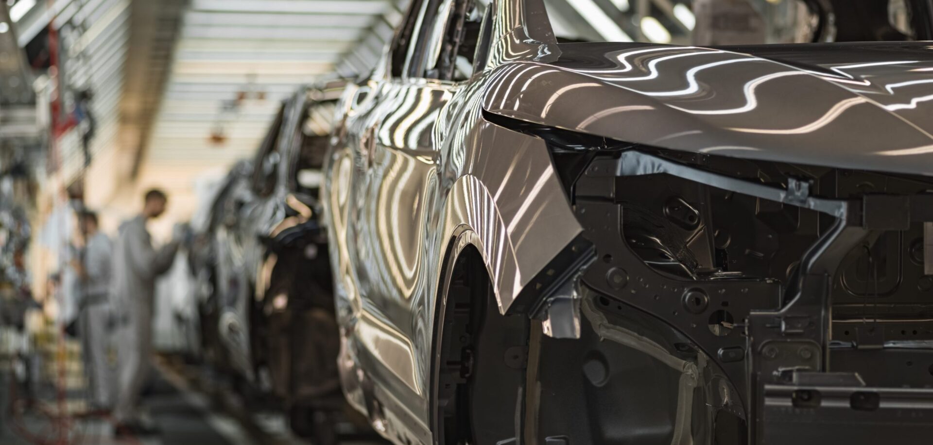 Unfinished car on production line